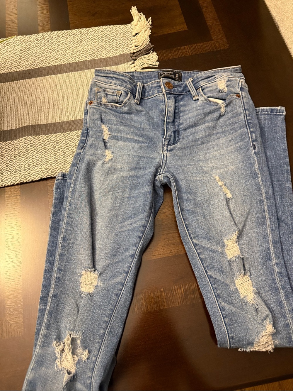 Abercrombie & Fitch Light Blue Ripped Skinny Jeans